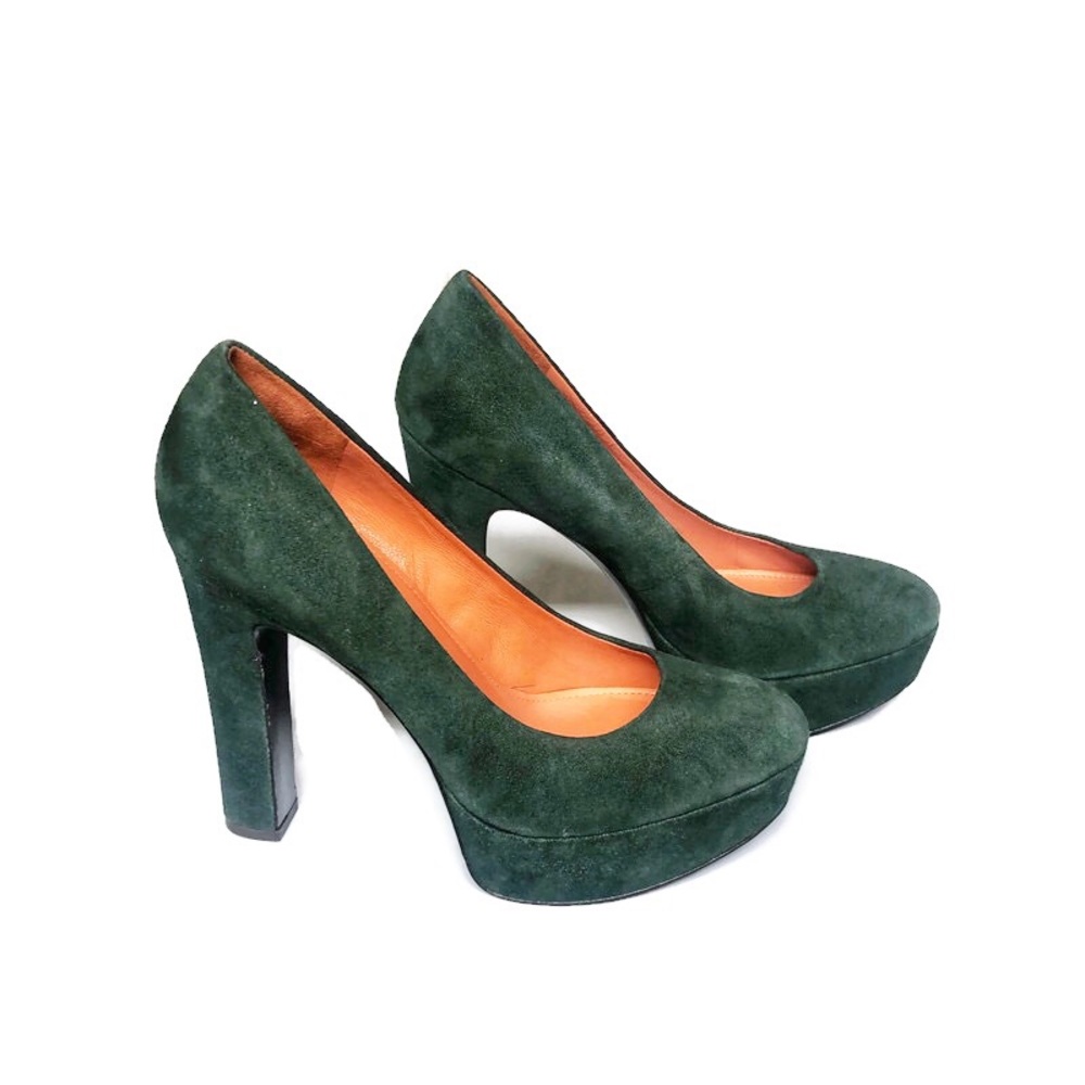 Via Spiga Green Suede Platform Pumps